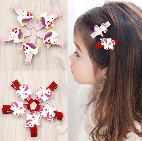 Comel Gadis PVC Silikon Kanak-kanak Unicorn Kuda Klip Rambut