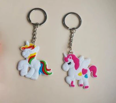 Gantungan Kunci Getah PVC 3D Kartun Unicorn Unicorn